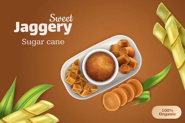 composicion realista-jaggery dulce azucar moreno bloques